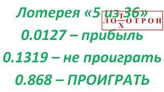 Вероятности выиграть и проиграть в лотерею "Гослото 5 из 36"