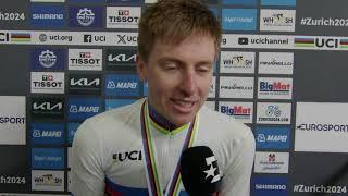 Tadej Pogačar - Interview at the finish - World Championships Road Race (Zürich) 2024