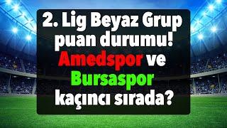 2. Lig Beyaz Grup puan durumu! Amedspor ve Bursaspor kaçıncı sırada?