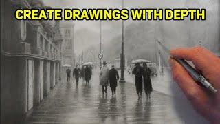 How to Draw A Street Scene, Drawing Mist, Reflections, And People