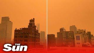 NYC sky colored orange as wildfire smoke travels from Canada