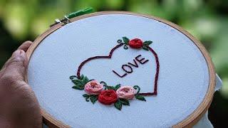 Simple Embroidery Gift Design For Beginners/Heart Shape Embroidery Design