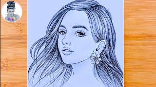 My First YouTube Video|| How to Draw a girl - pencil sketch  || Bicky Drawing Academy