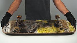 ABANDONED SKATEBOARD RESTORATION - My First Custom DIY (SATISFYING)