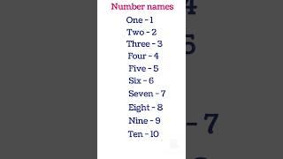 Number names 1 to 10 #shorts #viralvideo #shortvideo #trending