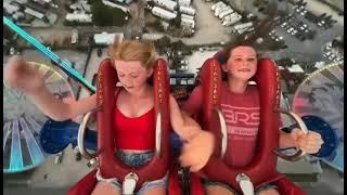 Unbelievable Stunt Girl Takes on SlingShot Ride and Passes Out!