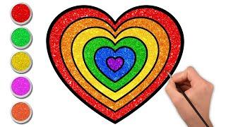 How To Draw Glitter Rainbow Heart #howtodraw #drawingforkids