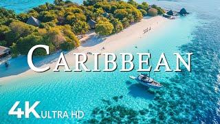 FLYING OVER CARIBBEAN (4K UHD) - Soothing Music Along With Beautiful Nature Video - 4K Video UltraHD