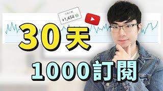 【快速增加YouTube訂閱】如何在30天內獲得1000訂閱 | YouTube頻道成長