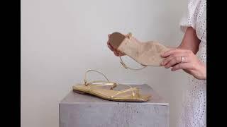 Aeyde Ella Gold Nappa sandals UK 8 RRP £225
