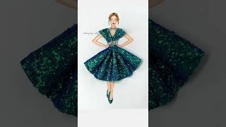 Beautiful Glitter Dress Art #shorts #art #satisfying #youtubeshorts #creative #dress #fashion #craft