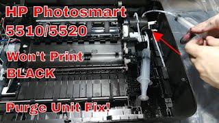 HP Photosmart 5510/5520 Won't Print Black • Purge Unit Repair & Printer Refurbish