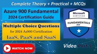 Iaas, Paas and Saas MCQs for AZ900 Certification 2024 | Previous Year MCQs on Az900 | Video Part 5