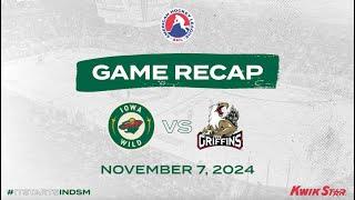 Iowa Wild vs Grand Rapids Griffins Game Highlights | 11.7.2024