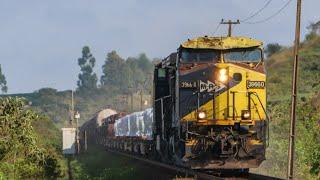 RARÍSSIMA BUZINA NO BRASIL, Trem de carga geral gigante com a locomotiva 3966-0 e sua buzina K5LA