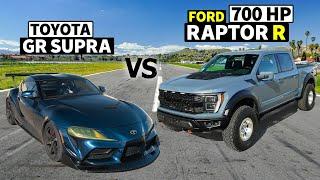 2023 Ford Raptor R (700 HP) vs Toyota GR Supra, NO PREP DRAG RACE!