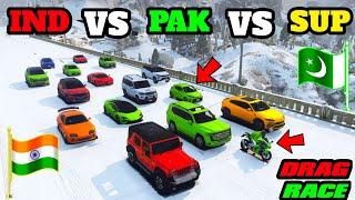 INDIA VS PAKISTAN | GTA 5 INDIA VS PAKISTAN VS SUPER CARS SNOW DRAG RACE | GTA V GAMEPLAY