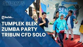 Warga Tumplek Blek di Zumba Party Tribun CFD Solo, di Jalan Slamet Riyadi