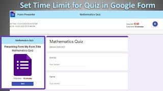 How to set time Limit for Mathematics Quiz in Google Form using Form Presenter Add on