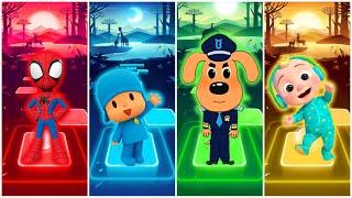 SpideyPocoyo🟢Sheriff Labrador🟡Cocomelon TILES HOP EDM RUSH