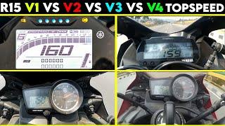 Yamaha R15 V1 vs R15 V2 vs R15 V3 vs R15 V4 | TOPSPEED !!!