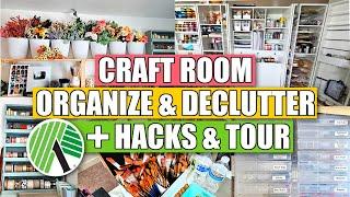 MEGA Craft Room Declutter, Organization Tips AND Dollar Tree Hacks | Craft Room Tour 2024