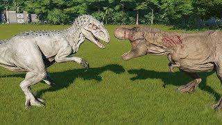 T-rex VS Indominus Rex VS Spinosaurus VS Allosaurus - Jurassic World Evolution