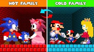 Mario and Sonic's Family Swap Heads in the Hot vs Cold Challenge