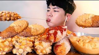 핫도그 파티! 명랑핫도그 치즈세트 통모짜 먹방ASMR CHEESY CORN DOG +Cheddar Cheese MUKBANG Korean ASMR ホットドッグ