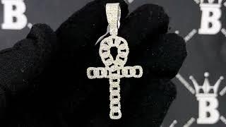 10K White Gold Cuban Ankh Cross 1.33cttw Diamond Pendant | Hip Hop Bling Jewelry