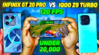 Infinix Gt 20 Pro VS Iqoo Z9 Turbo  Pubg Bgmi 120 FPS test  Best Gaming Phone Under 20000