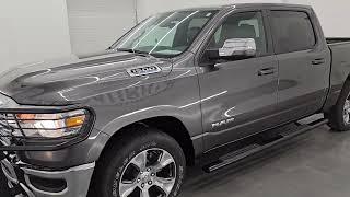 2023 RAM 1500 LARAMIE CREW SHORT HEMI GRANITE CRYSTAL 4K WALKAROUND 24J177A