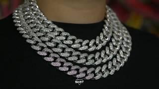 19mm White Gold Cuban Link Chain - Iced Out Jewelry - SKRT