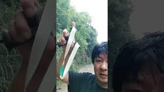 Trimming bamboo with a slingshot