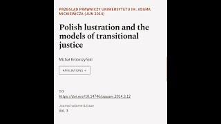 Polish lustration and the models of transitional justice | RTCL.TV