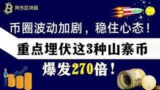 币圈波动加剧，稳住心态！重点埋伏这3种山寨币爆发270倍！