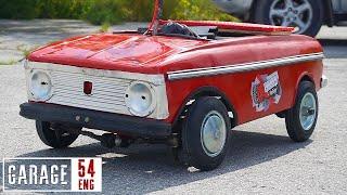 Fitting a chainsaw engine to an old Soviet pedal-car