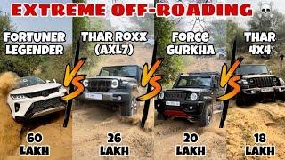 Legender Vs Thar Roxx AX7L Vs Thar 4x4 Vs Thar Roxx MX5 Off-Roading Battle | Extreme Off-road