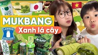 thử thách 24h ăn hết toàn màu Xanh lá cây ở cửa hàng tiện lợi Nhật Bản và cái kết | Umachan Family