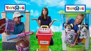 Silly Toy Store Workers Compete for a New Customer !!!