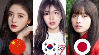 Gadis Cina VS Gadis Korea Selatan VS Gadis Jepang || Wanita cantik Korea, Cina, dan Jepang