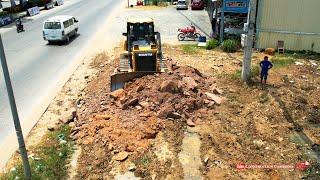 Best SHANTUI DH17 B2 Bulldozer Pushing Soil With Trago Dump Truck Dumping Soil Filling Into Water