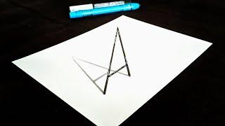 Easy 3D drawing on paper || How to draw letter A