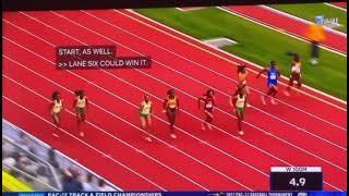 Kemba Nelson beats Celera Barnes 100m 11.05 PAC-12 Final