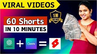 Create 60 MONITIZABLE YouTube Shorts in 10 Mins with just 2 FREE AI TOOLS | Telugu | FREE