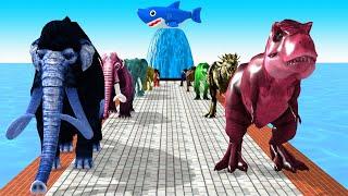 Paint Animals Mammoth,Woolly Mammoth,Mastodon,Elephant,Dinosaurs T-Rex Fountain Crossing Animal Game