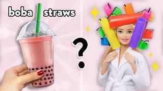 Using Boba Straws in Barbie Doll Hair