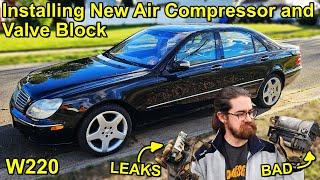 Installing a New Air Compressor and Valve Block on my W220 S-Class!