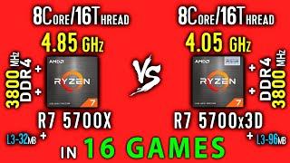 Ryzen 7 5700x OC vs Ryzen 7 5700x3D Test in 16 Games or R7 5700X vs R7 5800x3D