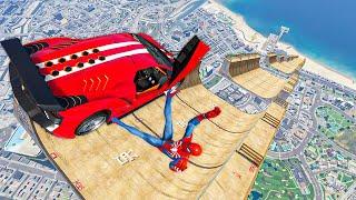 Spiderman vs Longest Ramp in GTA 5 - GTA V Epic New Stunt Race For Car Racing Challenge by Spiderman